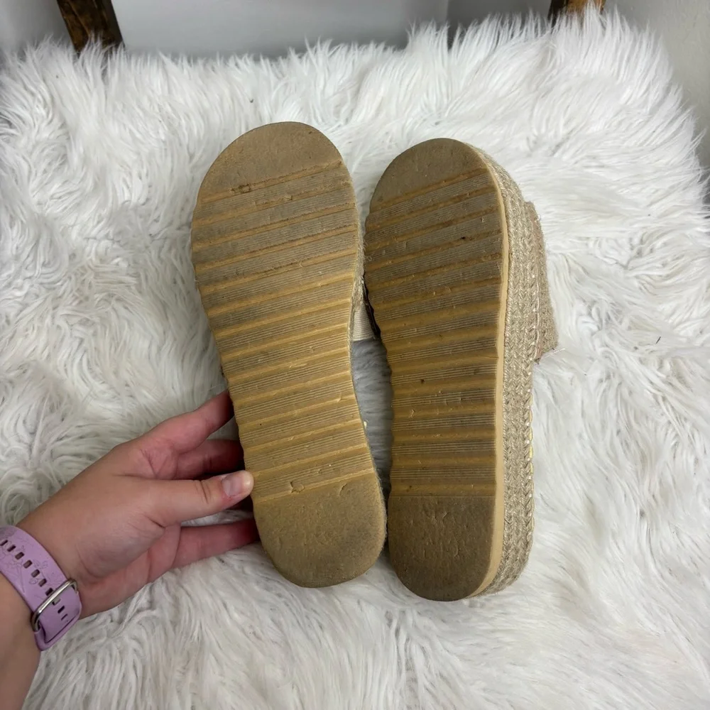 Beach by Matisse Beige Espadrille Slide Sandals Size 11